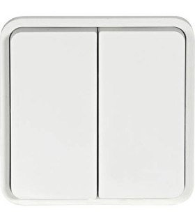 Double interrupteur Va et Vient étanche associable Cubyko blanc