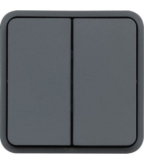 Double interrupteur Va et Vient étanche associable Cubyko gris