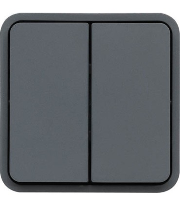 Double interrupteur Va et Vient étanche associable Cubyko gris