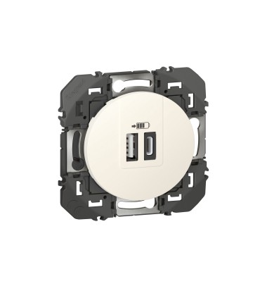 Double chargeur USB 1 Type A + 1 Type C Dooxie Blanc / Legrand
