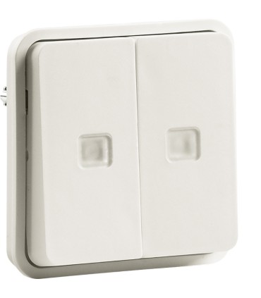 cubyko Double bouton poussoir lumineux associable Blanc