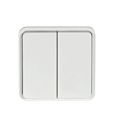Double bouton Poussoir Cubyko 1O/1F étanche associable   blanc
