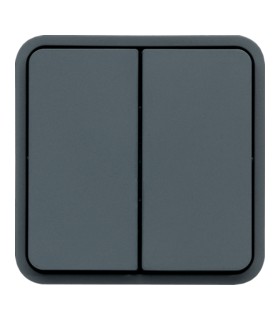 Double bouton Poussoir Cubyko 1O/1F étanche associable gris