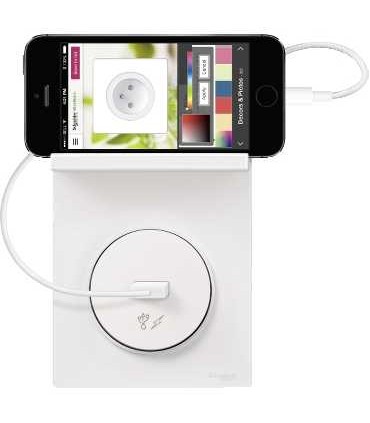 Plaque Odace Styl Pratic 1 Poste Support Téléphone mobile Blanc