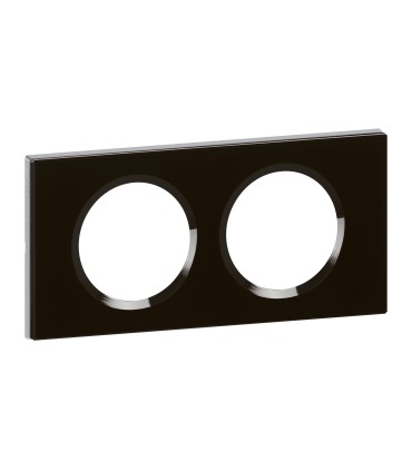 Plaque Céliane 2 postes VERRE NOIR