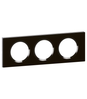 Plaque Céliane 3 postes - Verre Noir Brillant