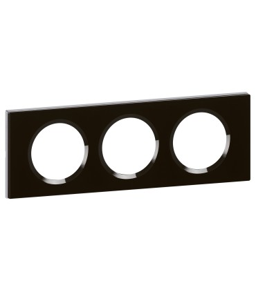 Plaque Céliane 3 postes - Verre Noir Brillant