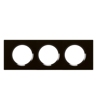 Plaque Céliane 3 postes - Verre Noir Brillant