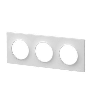 Plaque 3 Postes Odace Styl entraxe 71mm Blanc Brillant