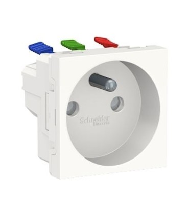 Unica - prise 2P+T -  orientation 90° - raccord rapide - Blanc - méca seul