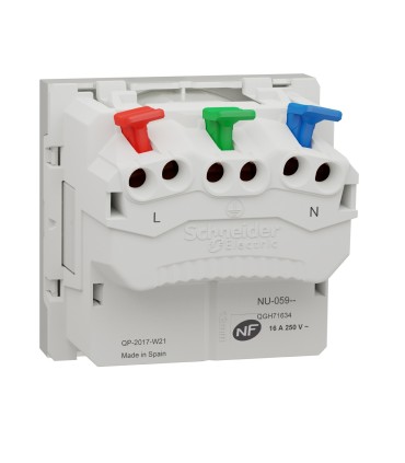 Unica - prise 2P+T -  orientation 90° - raccord rapide - Blanc - méca seul