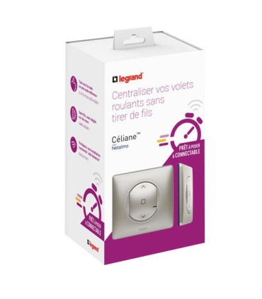 Prêt à poser Céliane with Netatmo 1 Cde volet roulant sans fil + 1 inter - titane