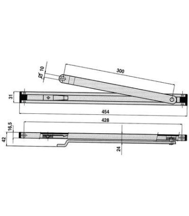 Bras anti-vandalisme à glissière pour ferme-portes GR150 / GR200 et GR 300, argent.