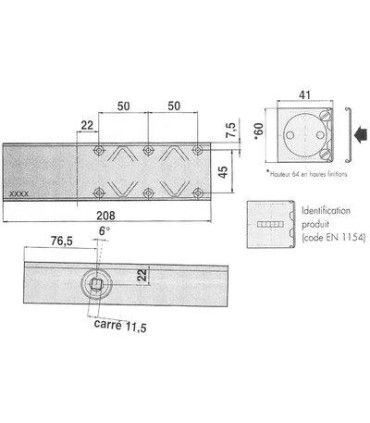 Corps seul de ferme-porte GR200, force 2, 3 et 4 argent.