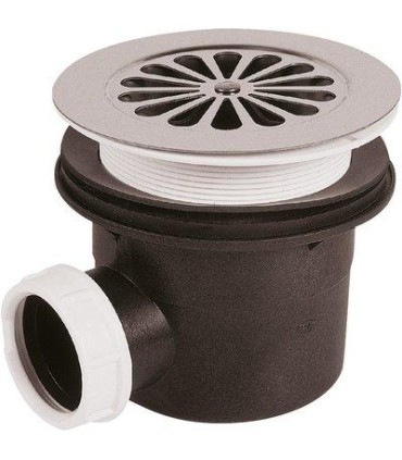Bonde de douche pour receveur Ø 90 mm & grille inox Ø 115 mm