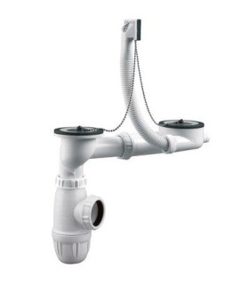 Kit de vidage pour évier inox 2 cuves Ø 50 mm