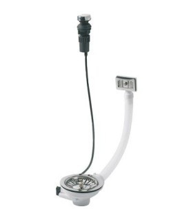 Bonde pour évier 1 cuve Ø 90 mm, cde automatique à câble avec trop-plein