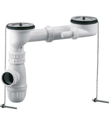 Équipement complet évier 2 cuves, trop plein incorporé