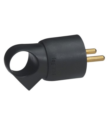 Fiche plastique 2P+T 16A à anneau noir