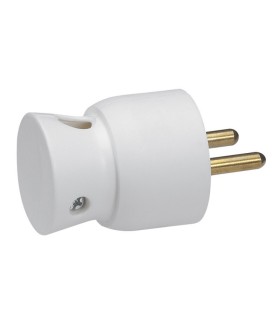 Fiche plastique 2P+T 16A à sortie latérale blanc