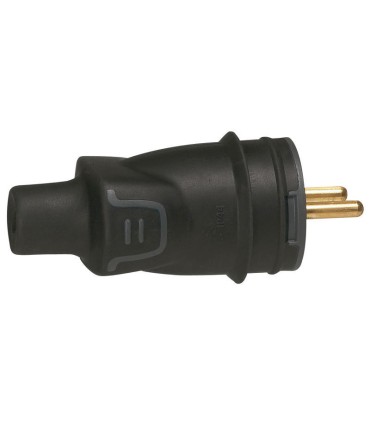 FICHE 2P+T 16A caoutchouc NOIR