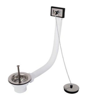 Bonde d'évier à bouchon-chainette Ø 60 mm avec trop plein pour 1 cuve