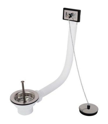 Bonde d'évier à bouchon-chainette Ø 60 mm avec trop plein pour 1 cuve