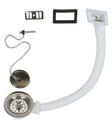 Bonde d'évier à bouchon-chainette Ø 60 mm avec trop plein pour 1 cuve