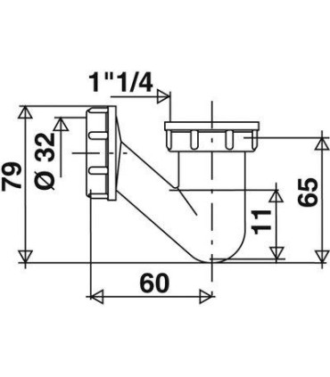 Siphon bidet-lavabo forme V ultra-compact Blanc