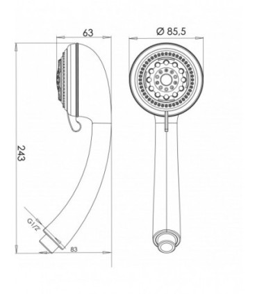 DOUCHETTE MORGANE  3 jets, anti-calcaire, chromée