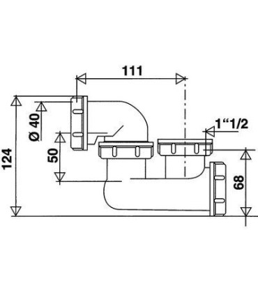 Siphon pour baignoire sortie orientable Hauteur 109.5 mm