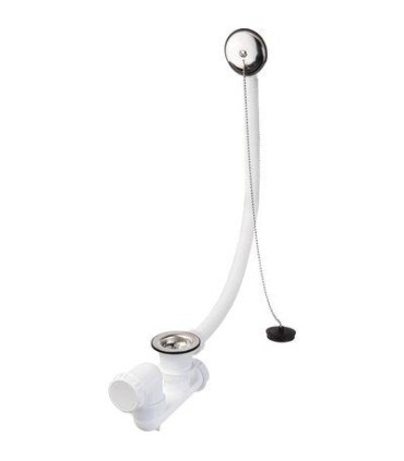 Vidage manuel pour baignoire avec bouchon et chaînette, finition chromée