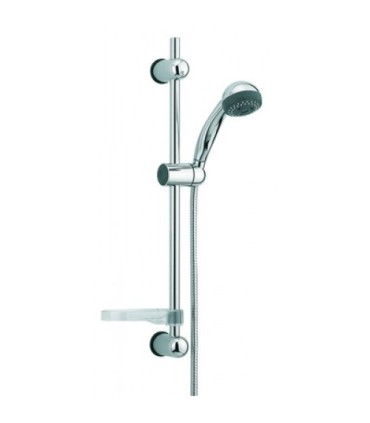 Ensemble de douche chromé Mutine: douchette 2 jets anti-calcaire, barre de douche & flexible inox 1,75 m et porte-savon