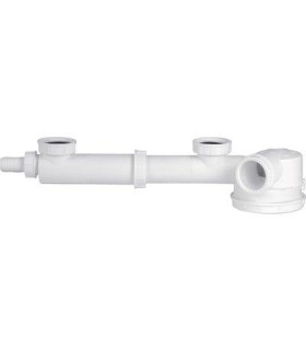 Tubulure de raccordement pour évier 2 bacs Extensible de 160 à 280 mm avec siphon extra-plat