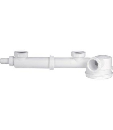 Tubulure de raccordement pour évier 2 bacs Extensible de 160 à 280 mm avec siphon extra-plat