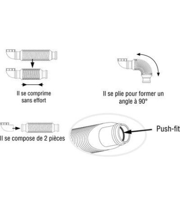Siphon de lavabo et évier SENZO extra-plat et flexible Ø32 mm