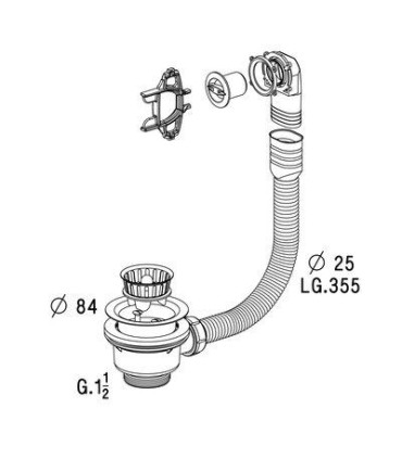 Bonde à panier manuelle pour évier avec trop plein ø40