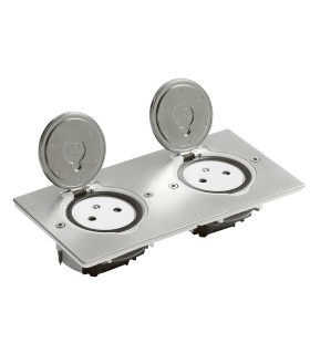 Double Prise de Sol 2P+T Rectangulaire - Inox Brossé / Legrand