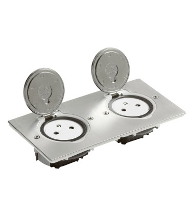 Double Prise de Sol 2P+T Rectangulaire - Inox Brossé / Legrand
