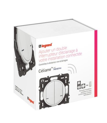 Interrupteur double avec Neutre connecté Céliane with Netatmo blanc