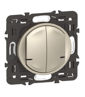 Interrupteur double avec Neutre connecté Céliane with Netatmo titane Alu