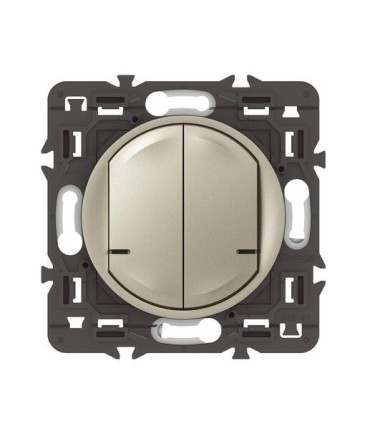 Interrupteur double avec Neutre connecté Céliane with Netatmo titane Alu