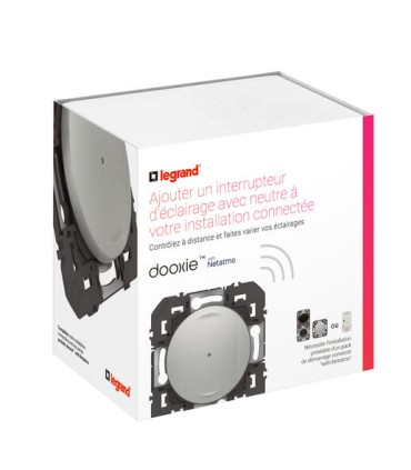 Interrupteur avec Neutre connecté dooxie with Netatmo enjoliveur alu