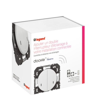 Interrupteur double avec Neutre connecté dooxie with Netatmo blanc