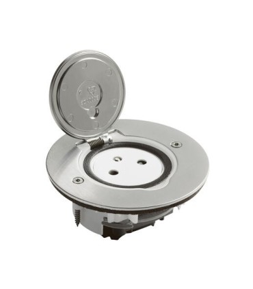 Prise de Sol 2P+T Ronde - Inox Brossé / Legrand