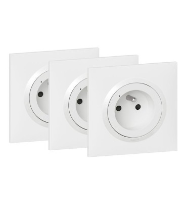 Lot de 3 prises de courant connectées Dooxie with Netatmo plaque blanc