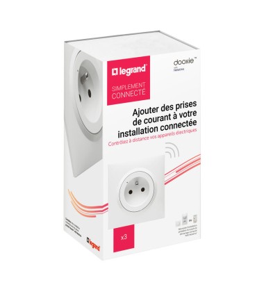 Lot de 3 prises de courant connectées Dooxie with Netatmo plaque blanc