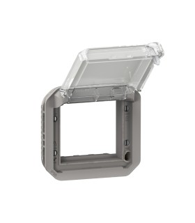 Adaptateur Plexo verrouillable à volet transparent pour Mosaic - composable gris / Legrand