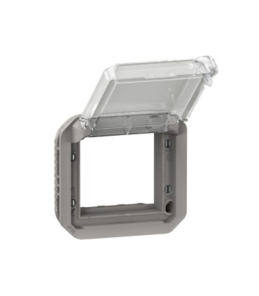 Adaptateur Plexo verrouillable à volet transparent pour Mosaic - composable gris / Legrand