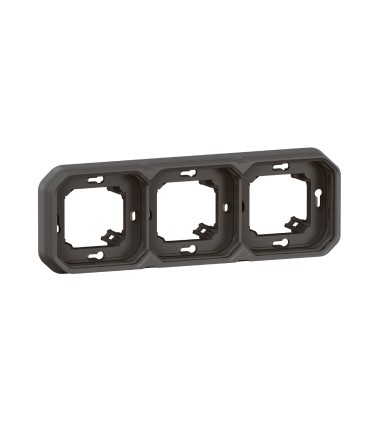 Support plaque encastré 3 postes montage horizontal/vertical Plexo anthracite / Legrand